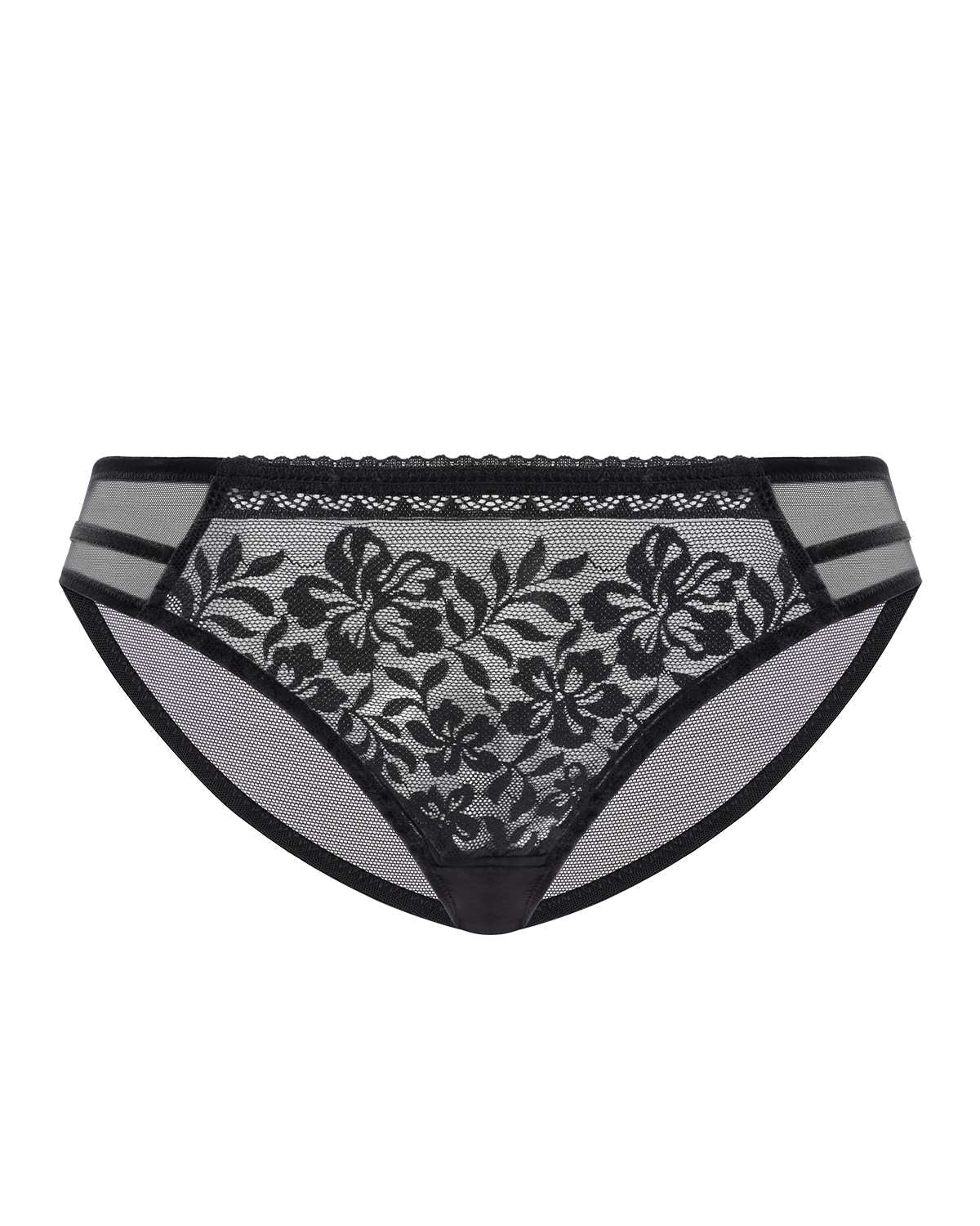 Gladioli Black Floral Lace Bikini Underwear - HSIA