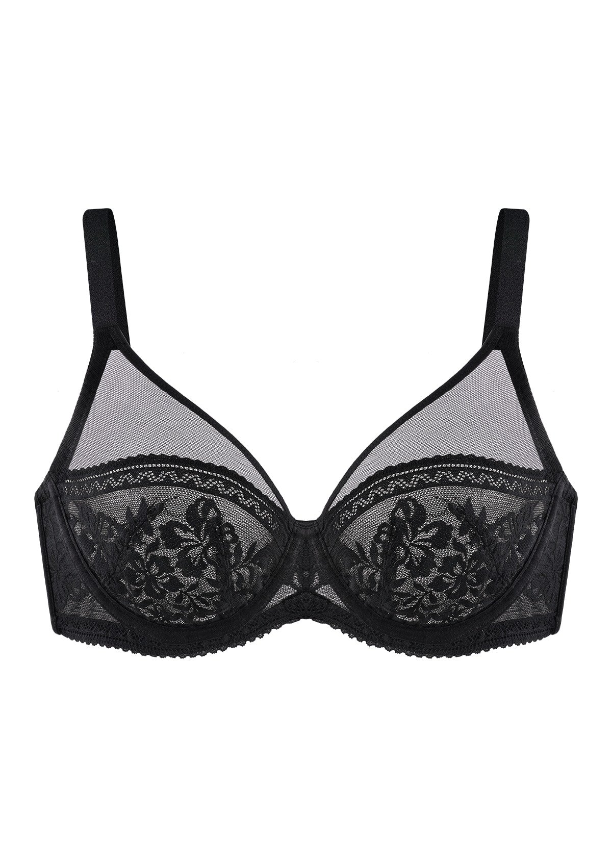 Gladioli Black Lace Unlined Underwire Bra Set - HSIA
