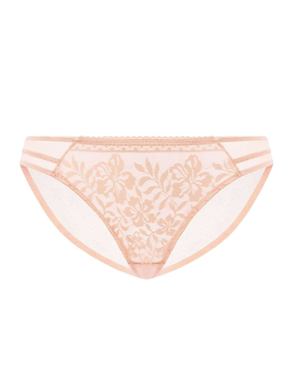 Gladioli Peach Floral Lace Bikini Underwear - HSIA