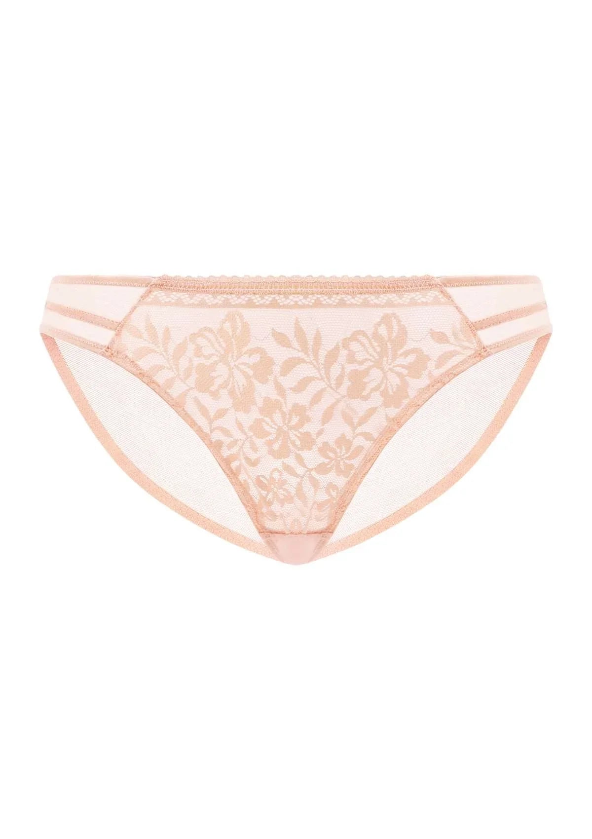Gladioli Peach Floral Lace Bikini Underwear - HSIA