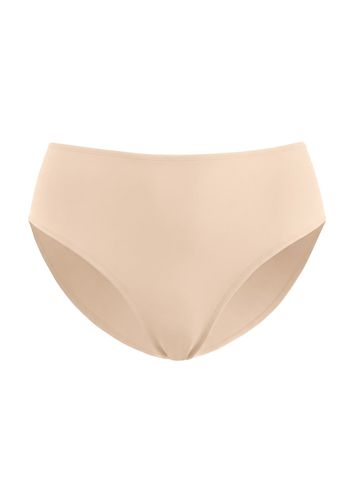 3D display of the HSIA light beige modern high brief panty, providing a flawless second-skin fit and essential full-coverage comfort for everyday wear.