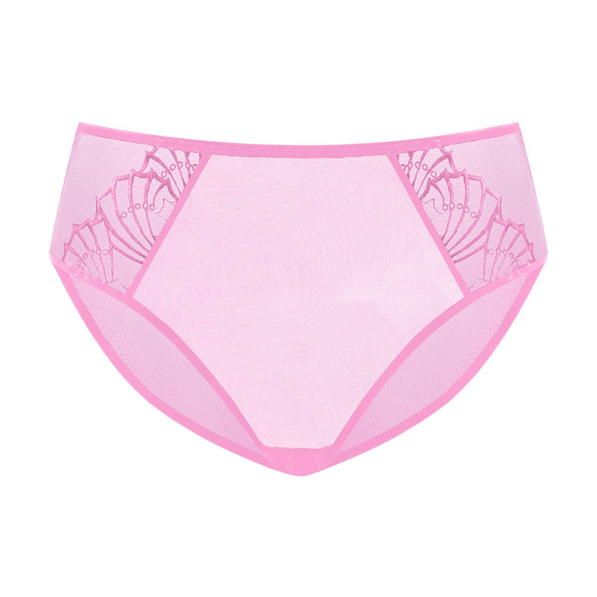 Detailed studio view of the Medium Pink Pearl Shimmer high waist underwear by HSIA, designed for zero digging and a smooth, invisible look under everyday clothes.