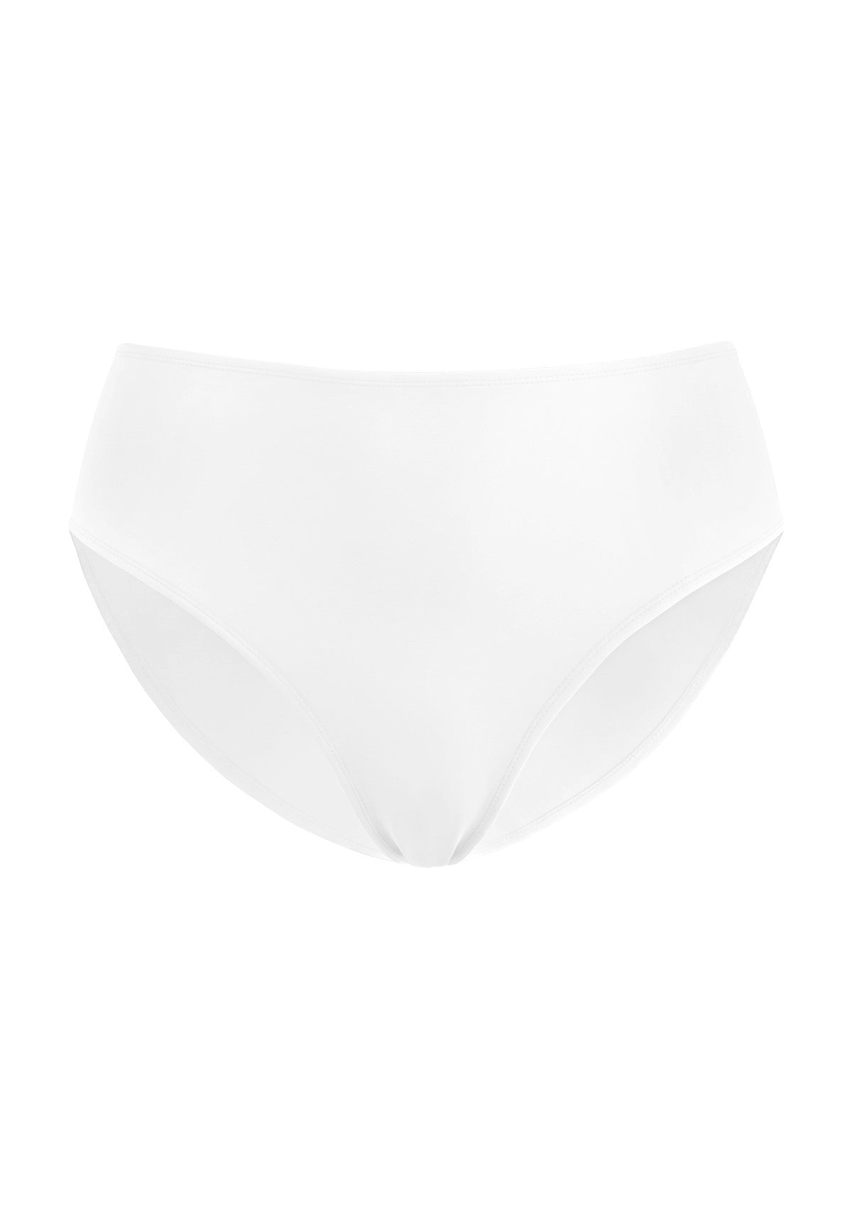 3D product image of the HSIA white modern high brief panty, featuring seamless edges and a pure cotton crotch for all-day freshness.