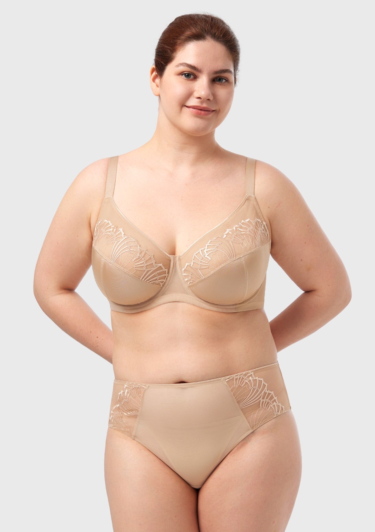 HSIA Pearl Shimmer Light Beige Unlined Plus Size Full Coverage Underwire Comfortable Bra - HSIA