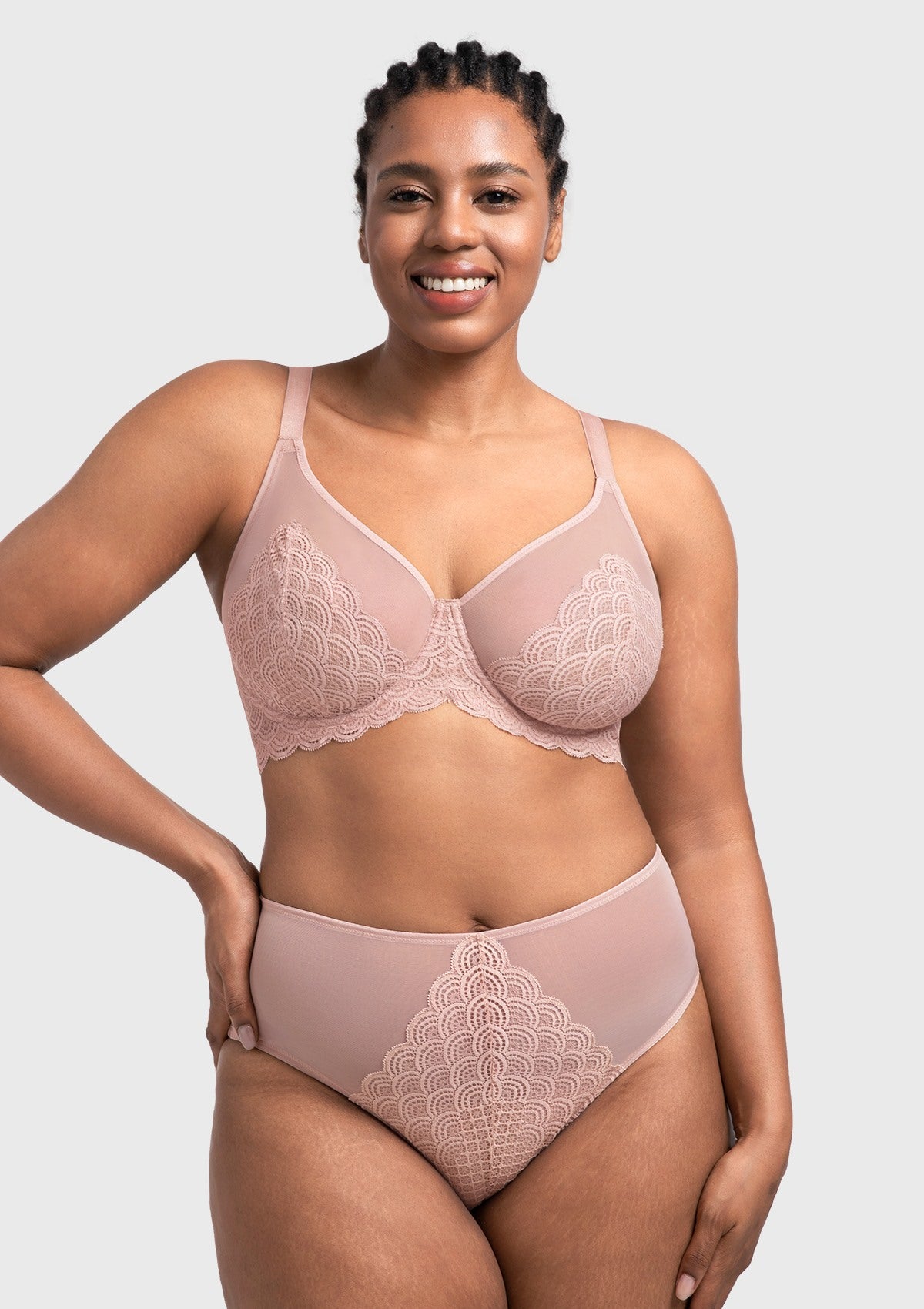 (Cardi B recommends)Mermaid Scales Lace Beige Brown Unlined Bra - HSIA
