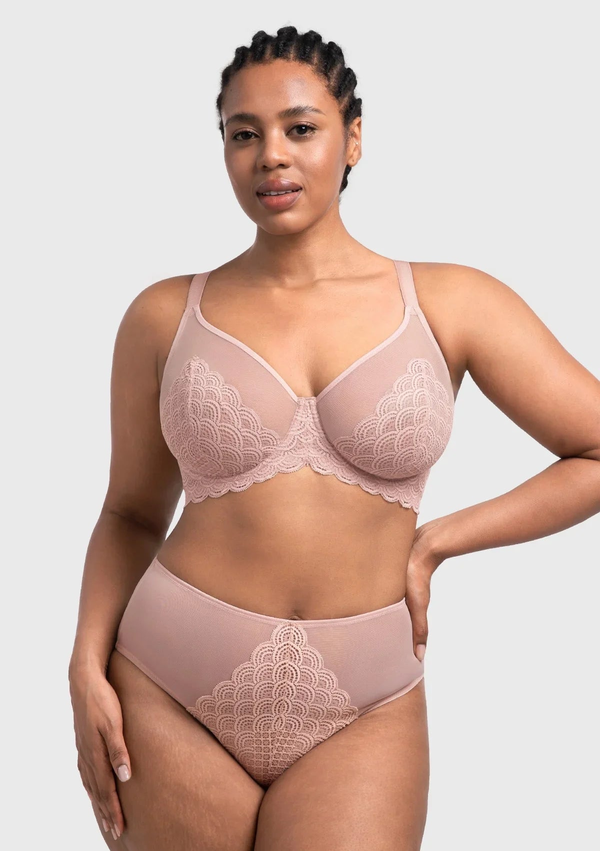 (Cardi B recommends)Mermaid Scales Lace Beige Brown Unlined Bra - HSIA
