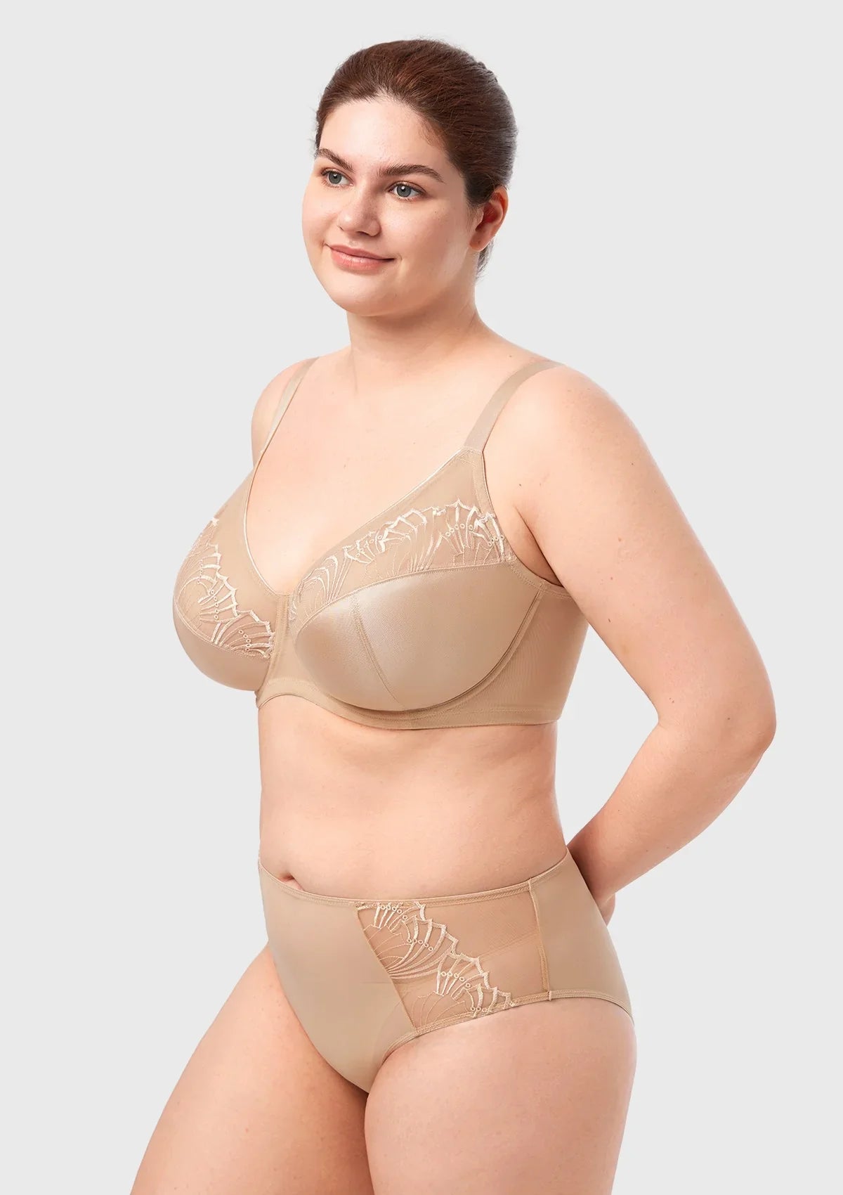 HSIA Pearl Shimmer Light Beige Unlined Plus Size Full Coverage Underwire Comfortable Bra - HSIA