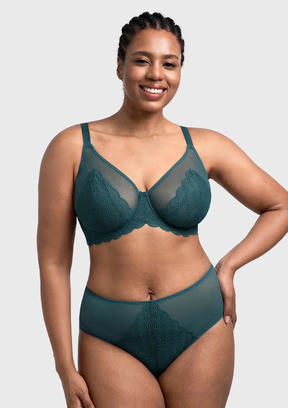 (Cardi B recommends)Mermaid Scales Lace Beige Brown Unlined Bra - HSIA