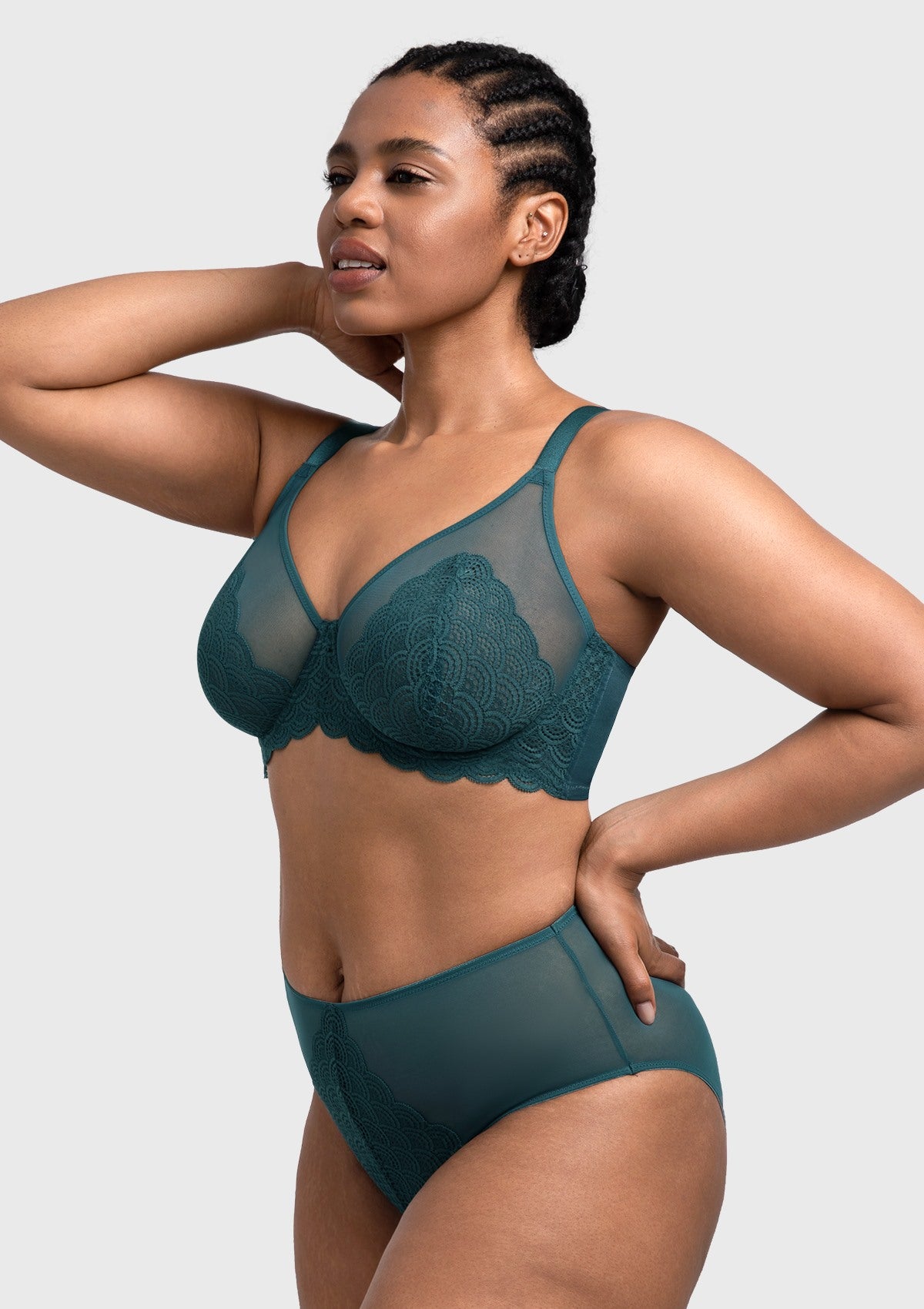 (Cardi B recommends)Mermaid Scales Lace Beige Brown Unlined Bra - HSIA