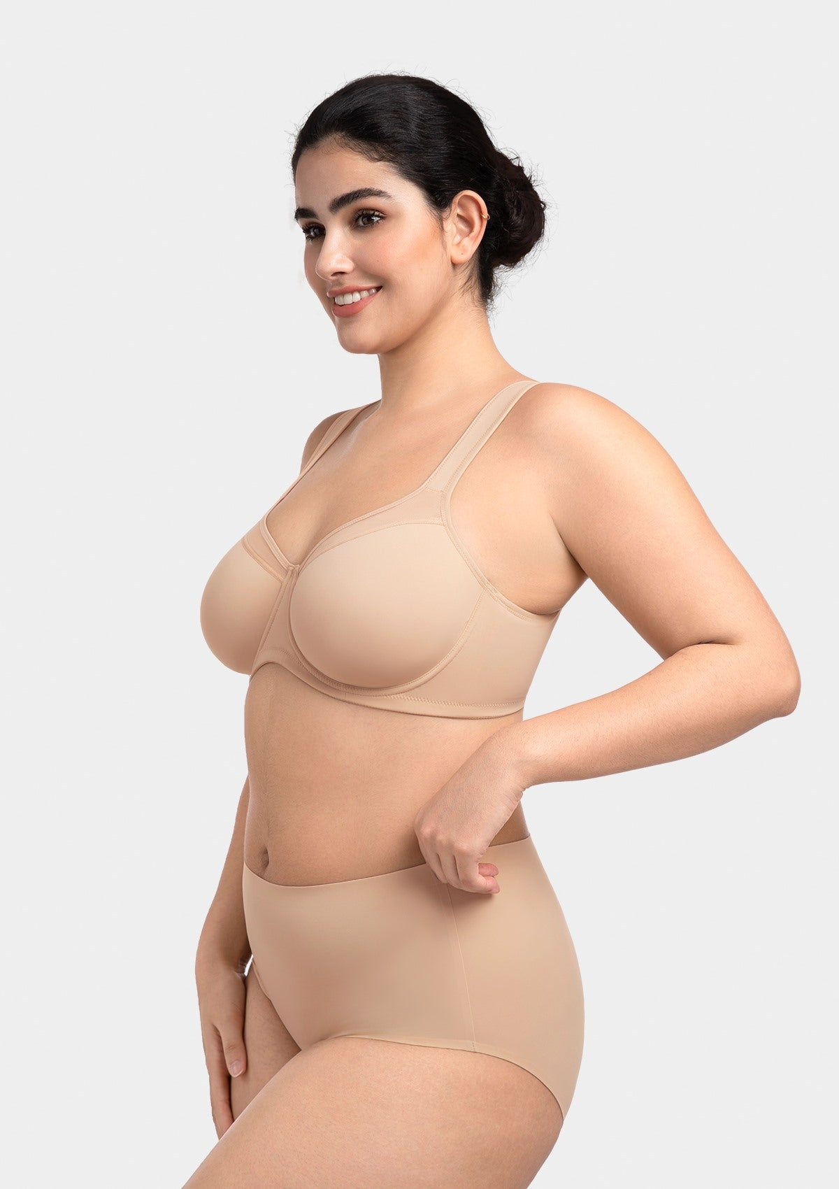 HSIA Alina Full Coverage Underwire Bra Plus Size Supportive Unlined Adjustable Strap Comfort Fit T-Shirt Style - HSIA