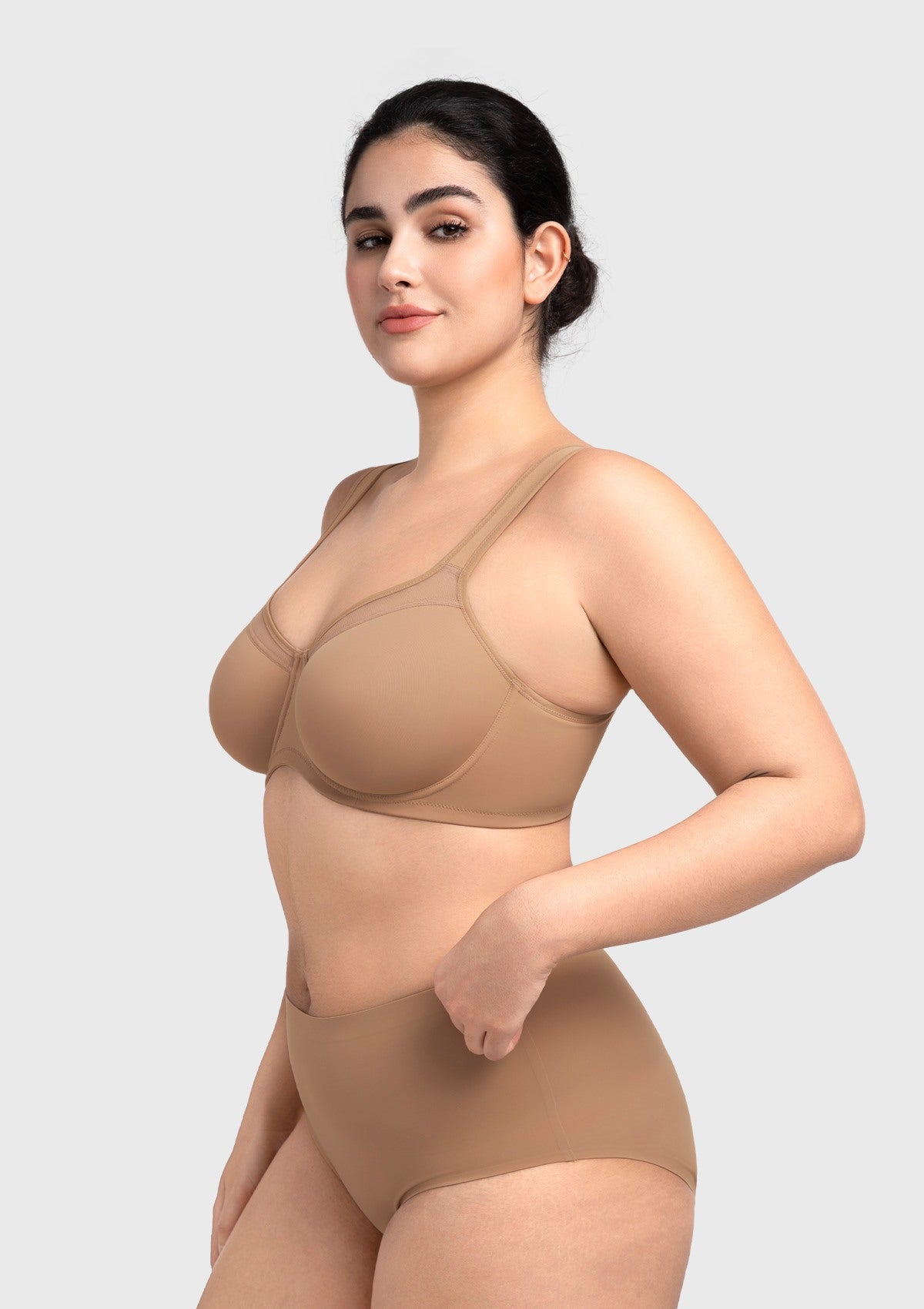HSIA Alina Full Coverage Underwire Bra Plus Size Supportive Unlined Adjustable Strap Comfort Fit T-Shirt Style - HSIA