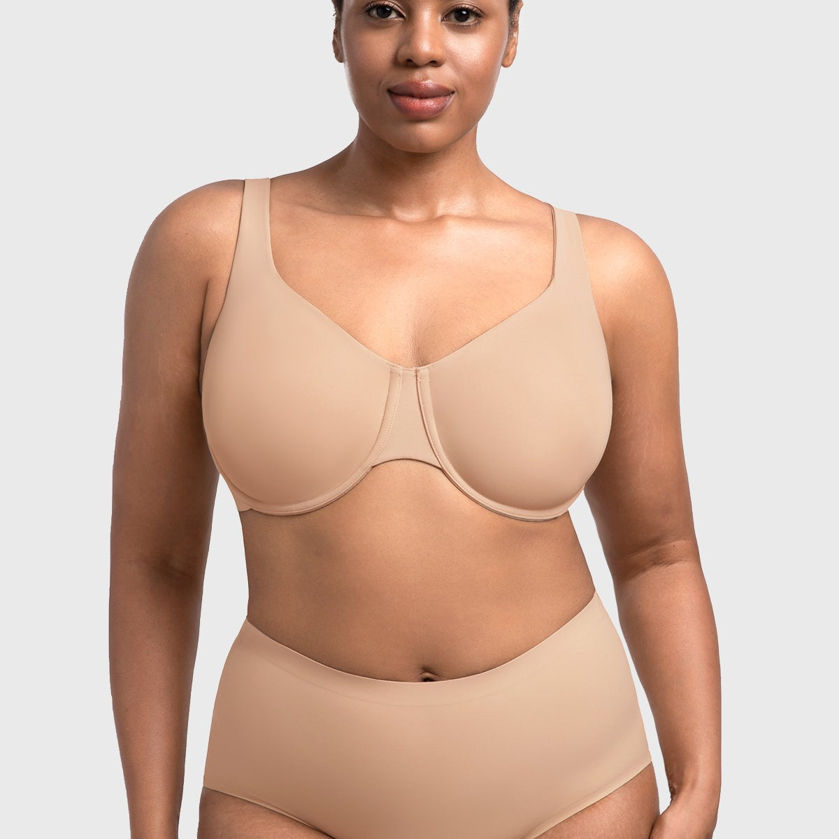 Full Coverage Plus Size T-Shirt Bra with Silky Satin Feel - HSIA