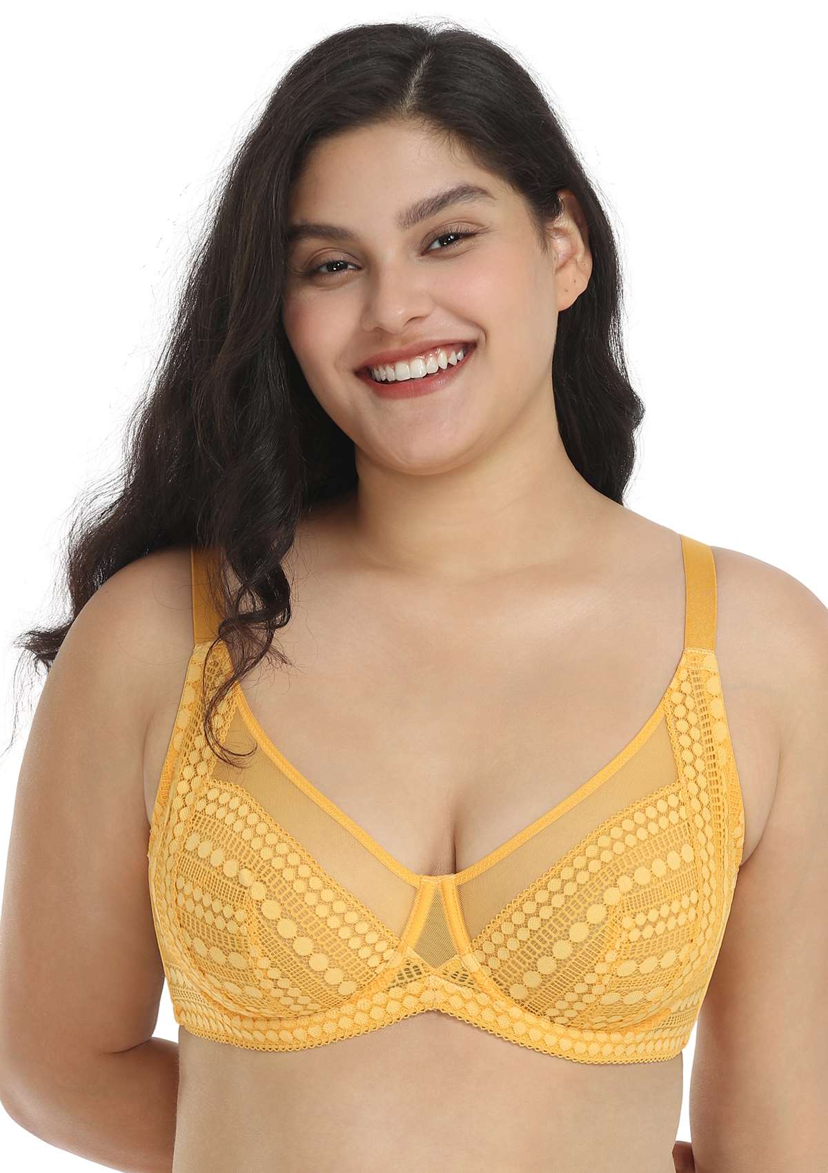 Heroine Polka Dot Sexy Lace Unlined Bra - HSIA