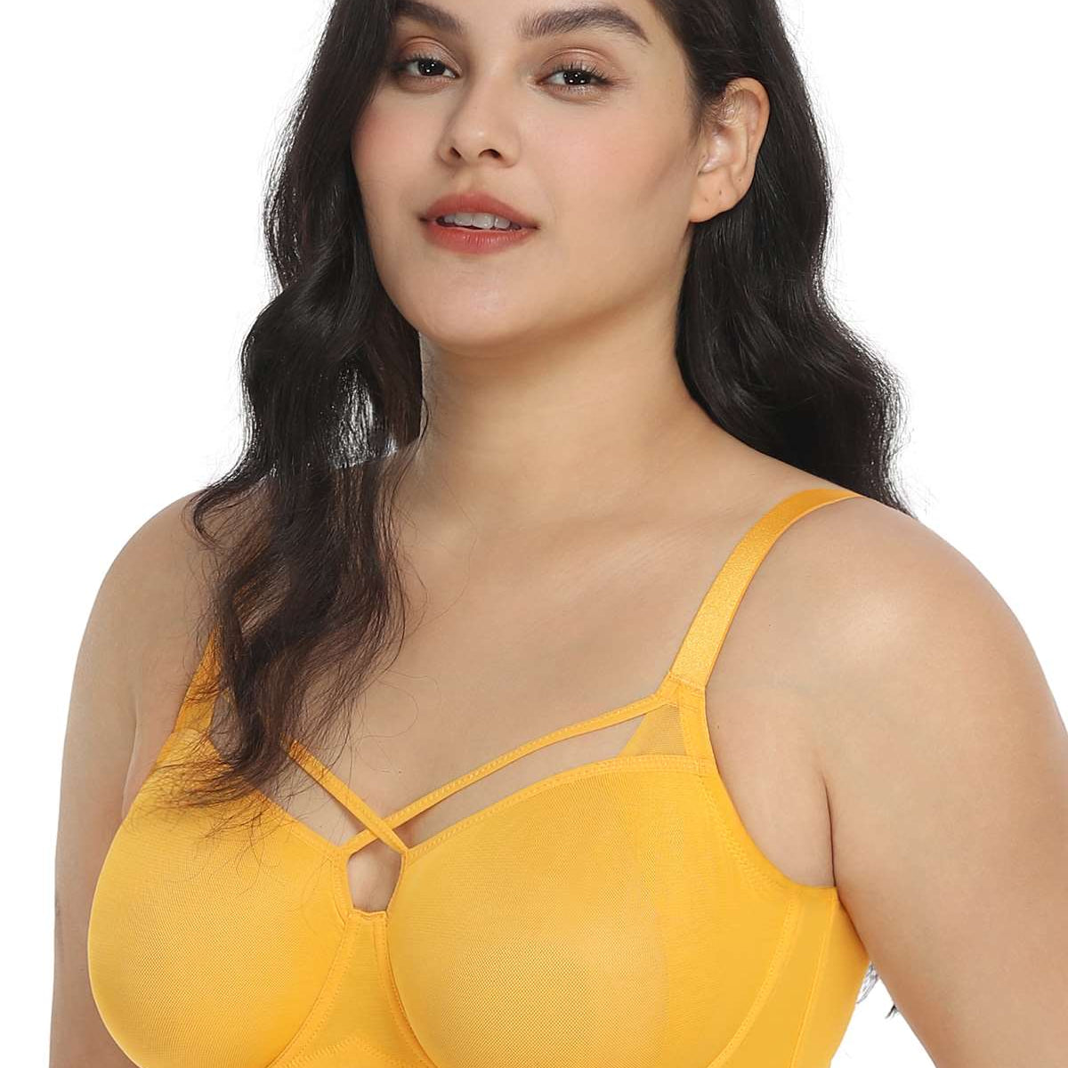 Billie Cross Front Strap Smooth Sheer Mesh Underwire Bra - HSIA