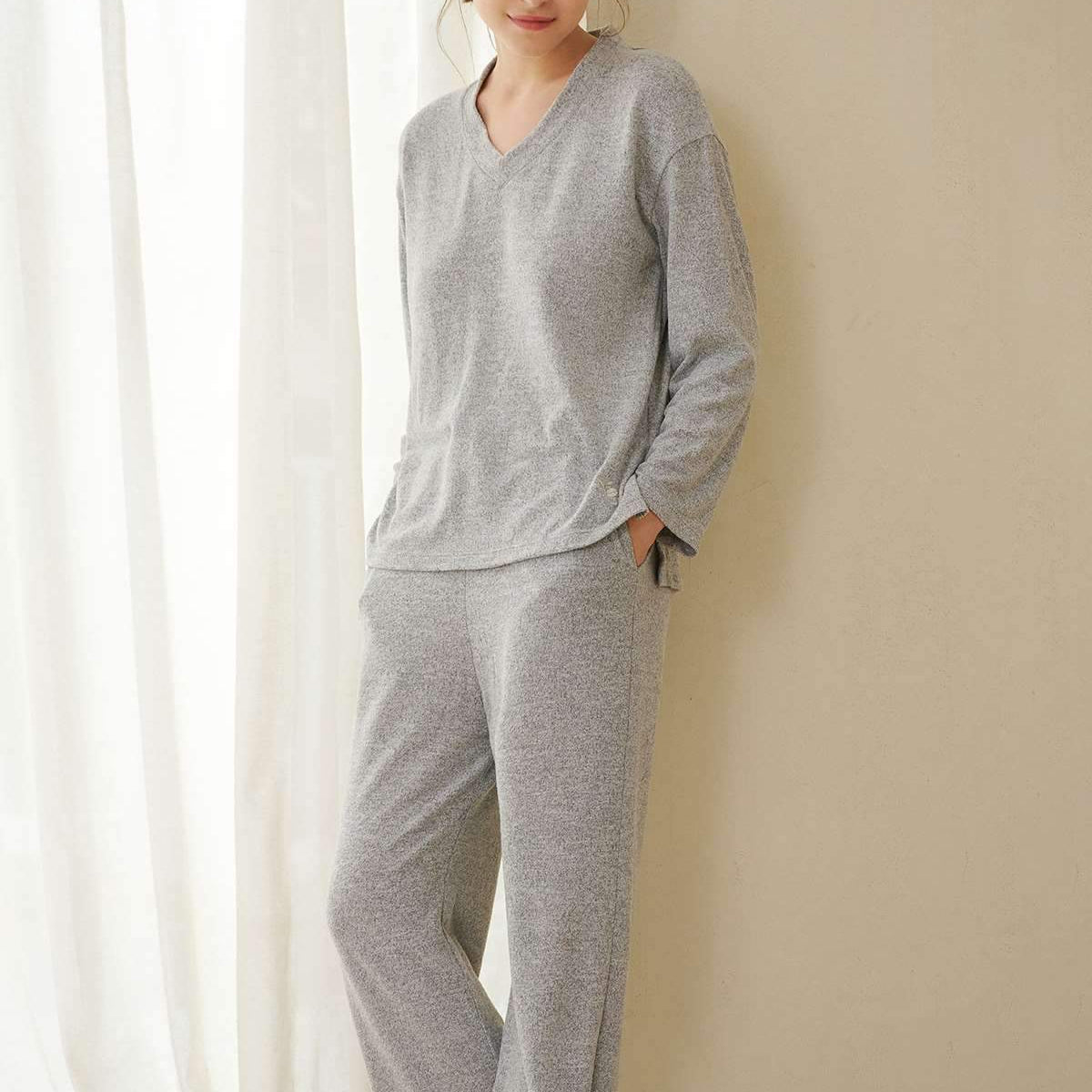 HSIA Knit Long Sleeve Pajama Set - HSIA