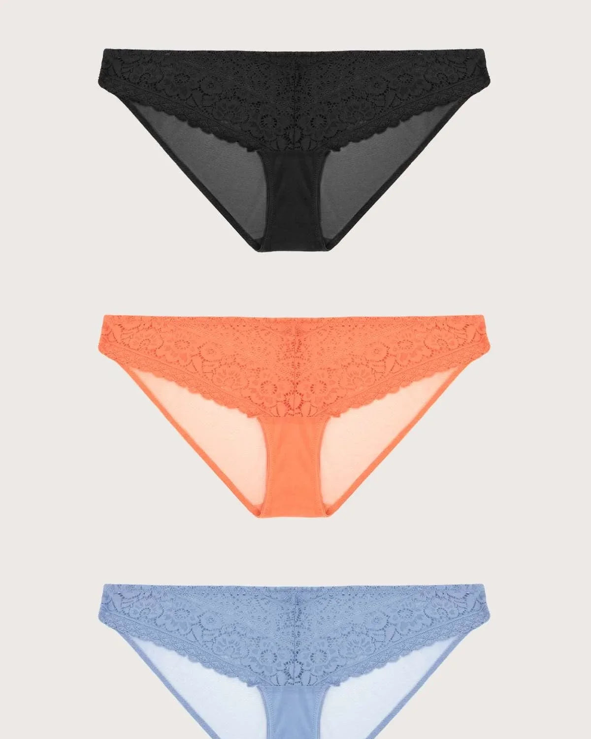 HSIA Leaf Flower Lace Bikini Panties 3 Pack - HSIA