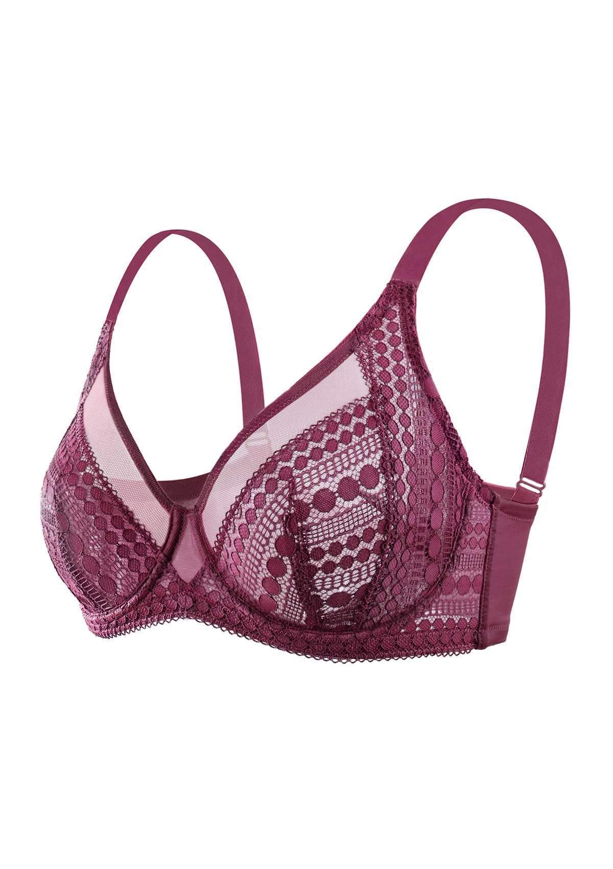 Heroine Polka Dot Sexy Lace Unlined Bra - HSIA