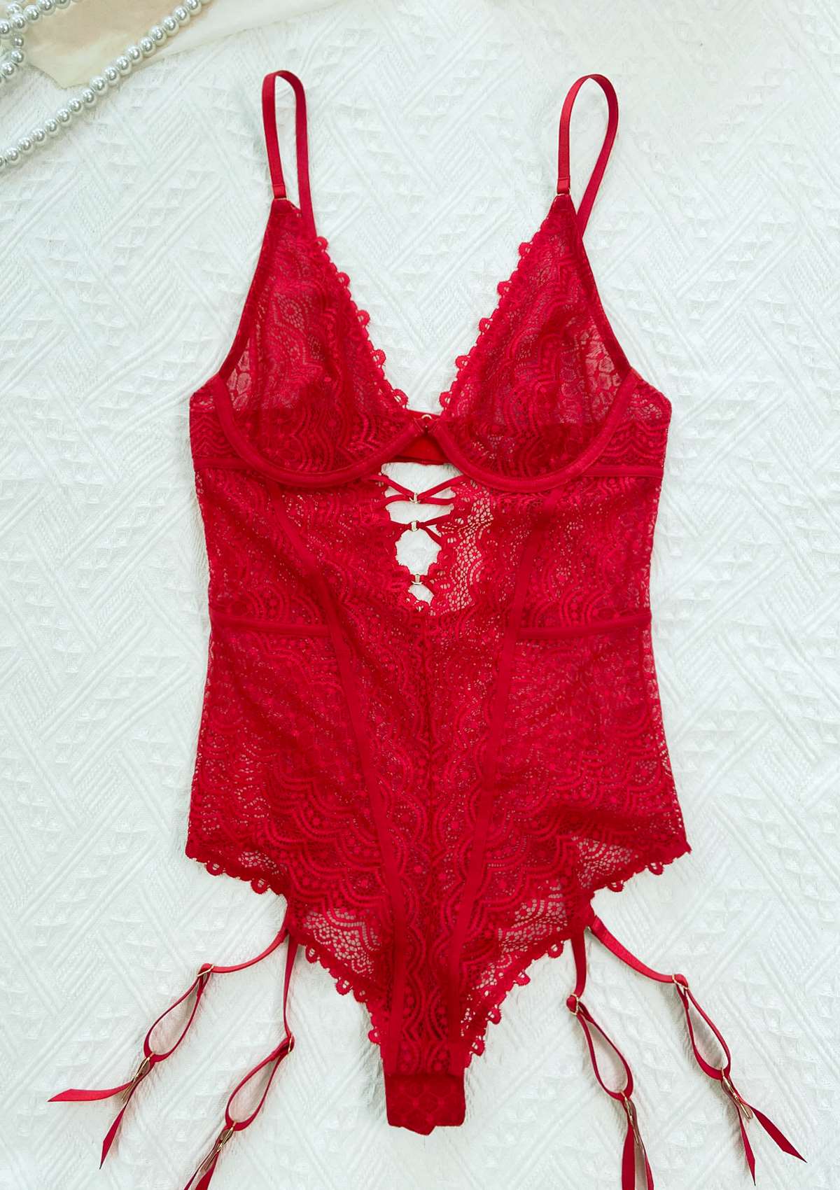 Lovelush Unlined Underwire Lace Low Back Teddy - HSIA