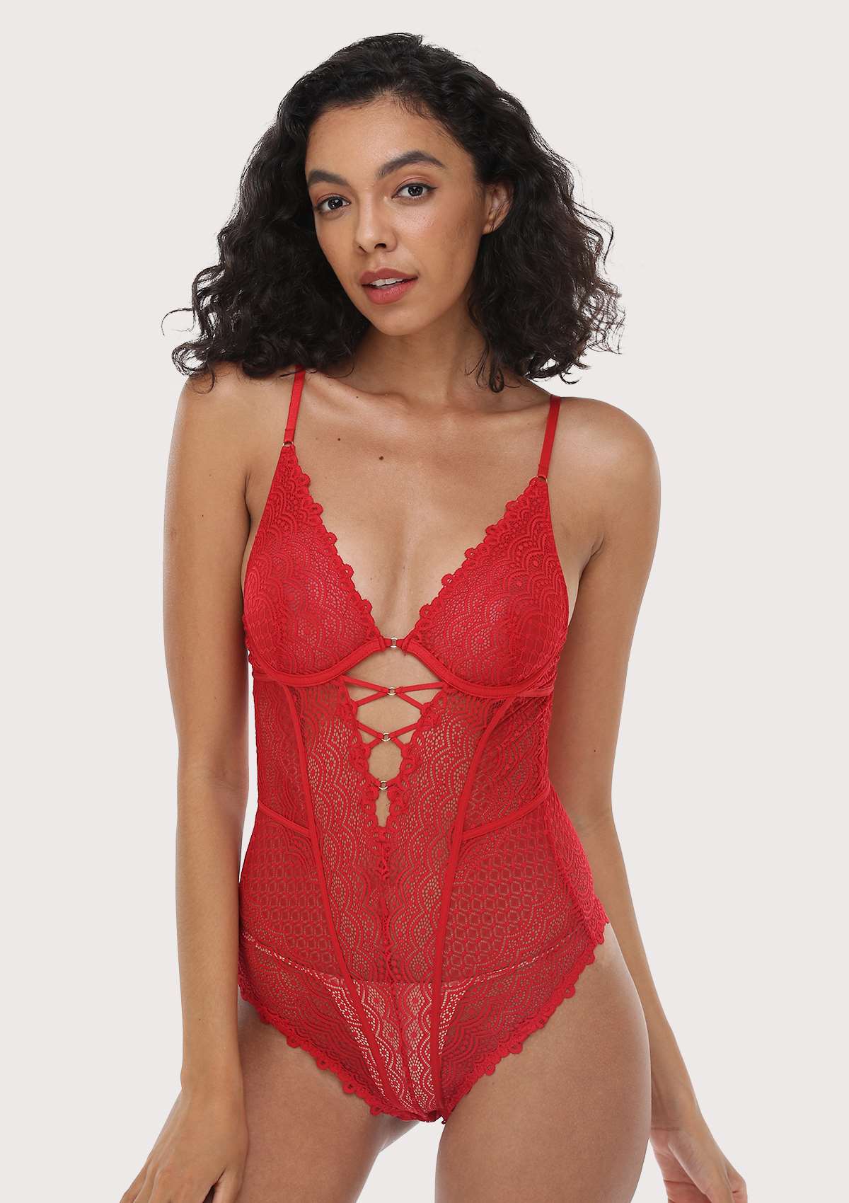 Lovelush Unlined Underwire Lace Low Back Teddy - HSIA