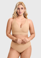 V-Neck Seamless Wireless Push Up Support Multi-way Strap Bra - HSIA