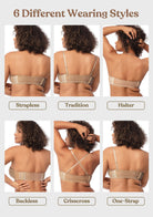 Blossom Mist Lace Trim Clear Back Strap Convertible Strapless Bra - HSIA