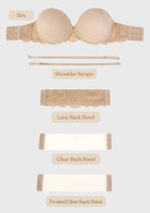 Blossom Mist Lace Trim Clear Back Strap Convertible Strapless Bra - HSIA