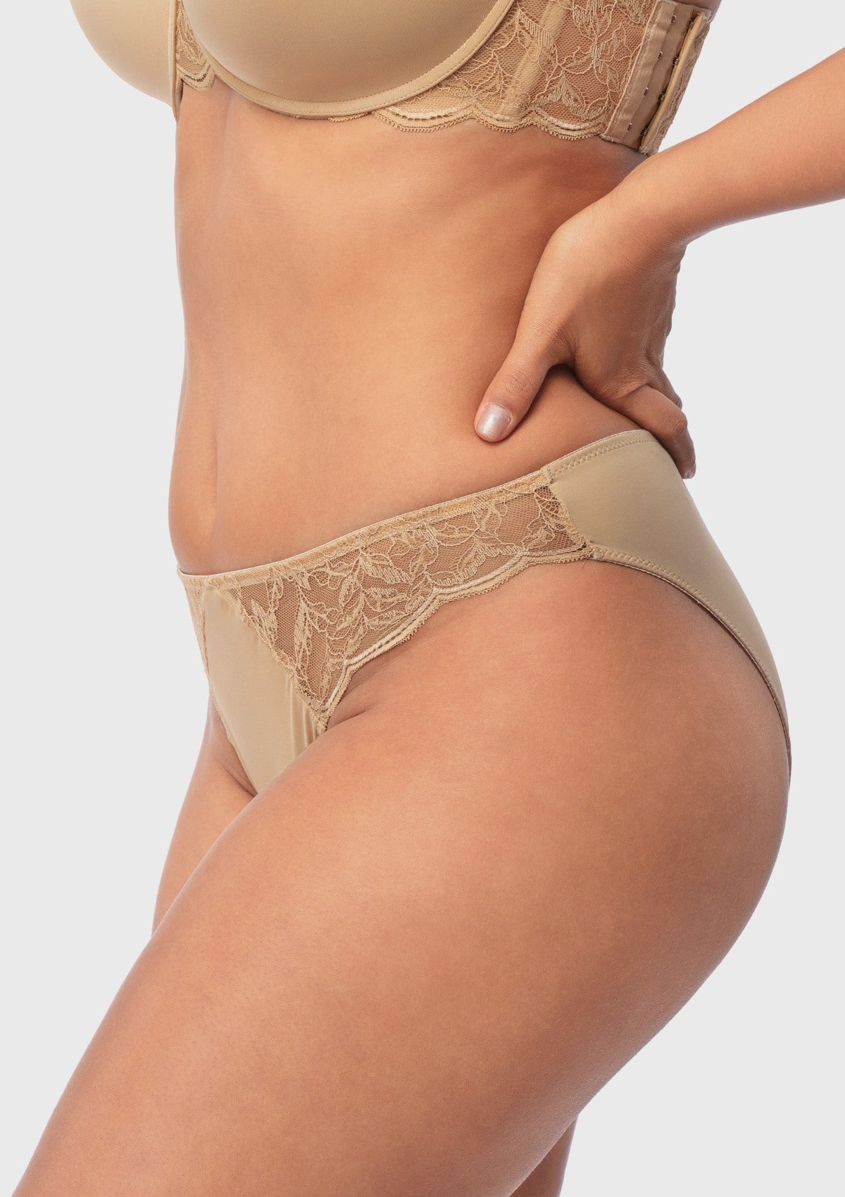 Blossom Mist Soft Lace Trim High-Rise Bikini Underwear - HSIA