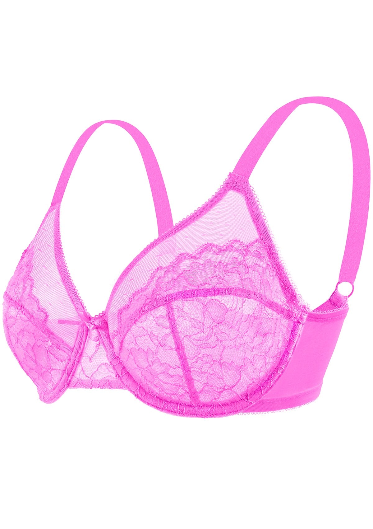 (Cardi B recommends)Enchante Barbie Pink Lace Unlined Underwire Bra - HSIA