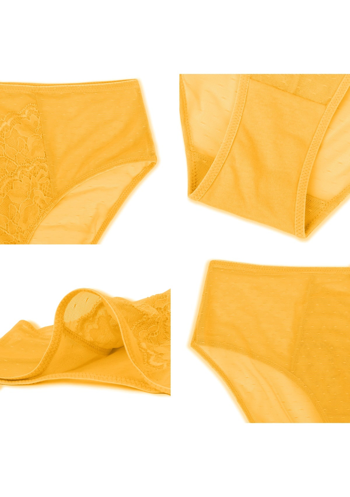 Enchante High-Rise Cadmium Yellow Lace Brief Underwear - HSIA