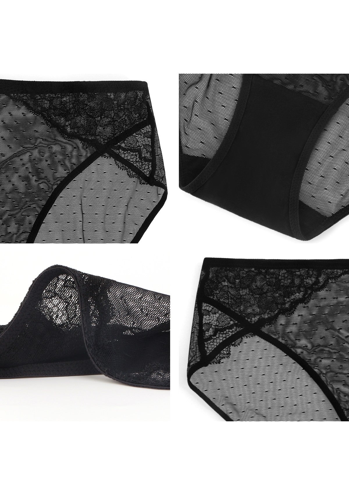 Enchante High-Rise Black Mesh Brief Underwear - HSIA