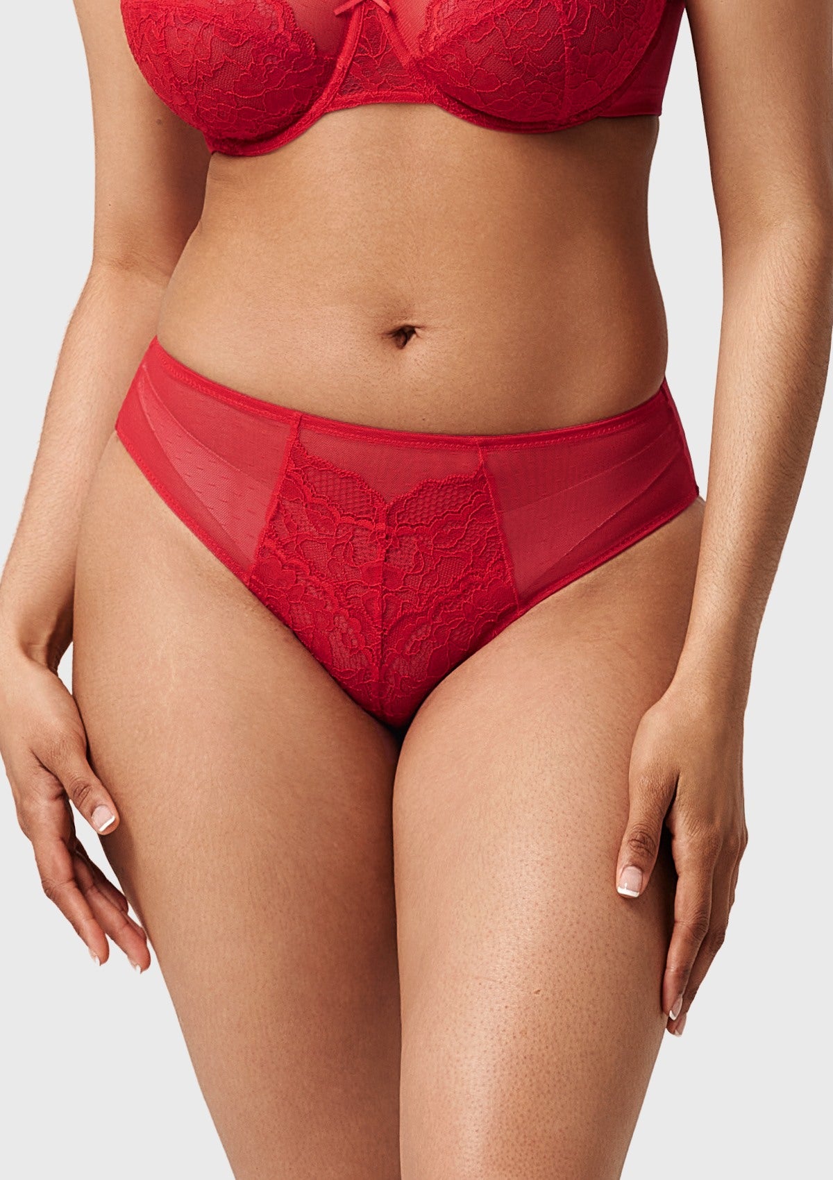 Enchante High-Rise Red Lace Brief Underwear - HSIA