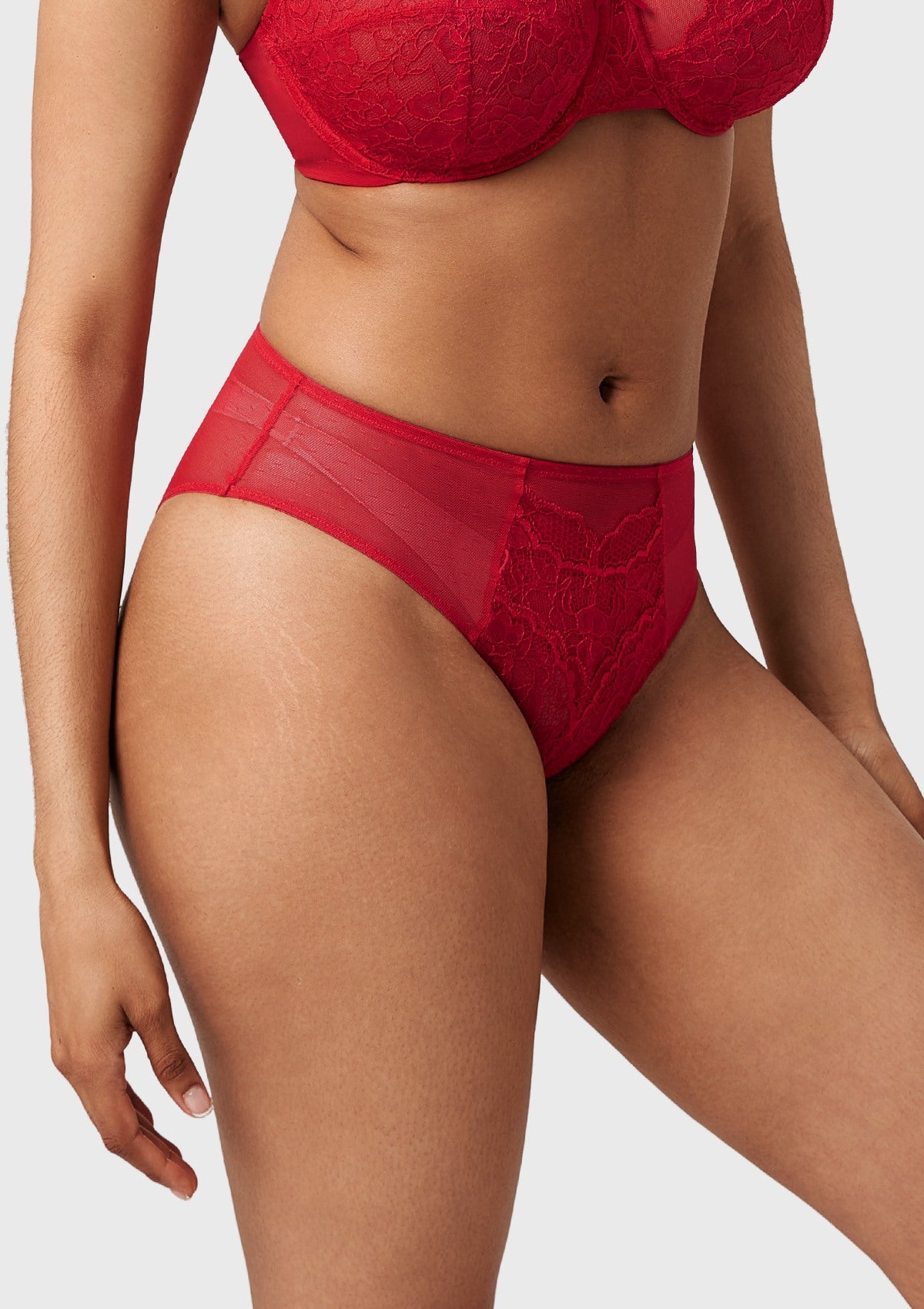 Enchante High-Rise Red Lace Brief Underwear - HSIA