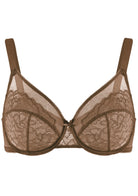 (Cardi B recommends)Enchante Cocoa Brown Lace Unlined Full Coverage Underwire Bra - HSIA