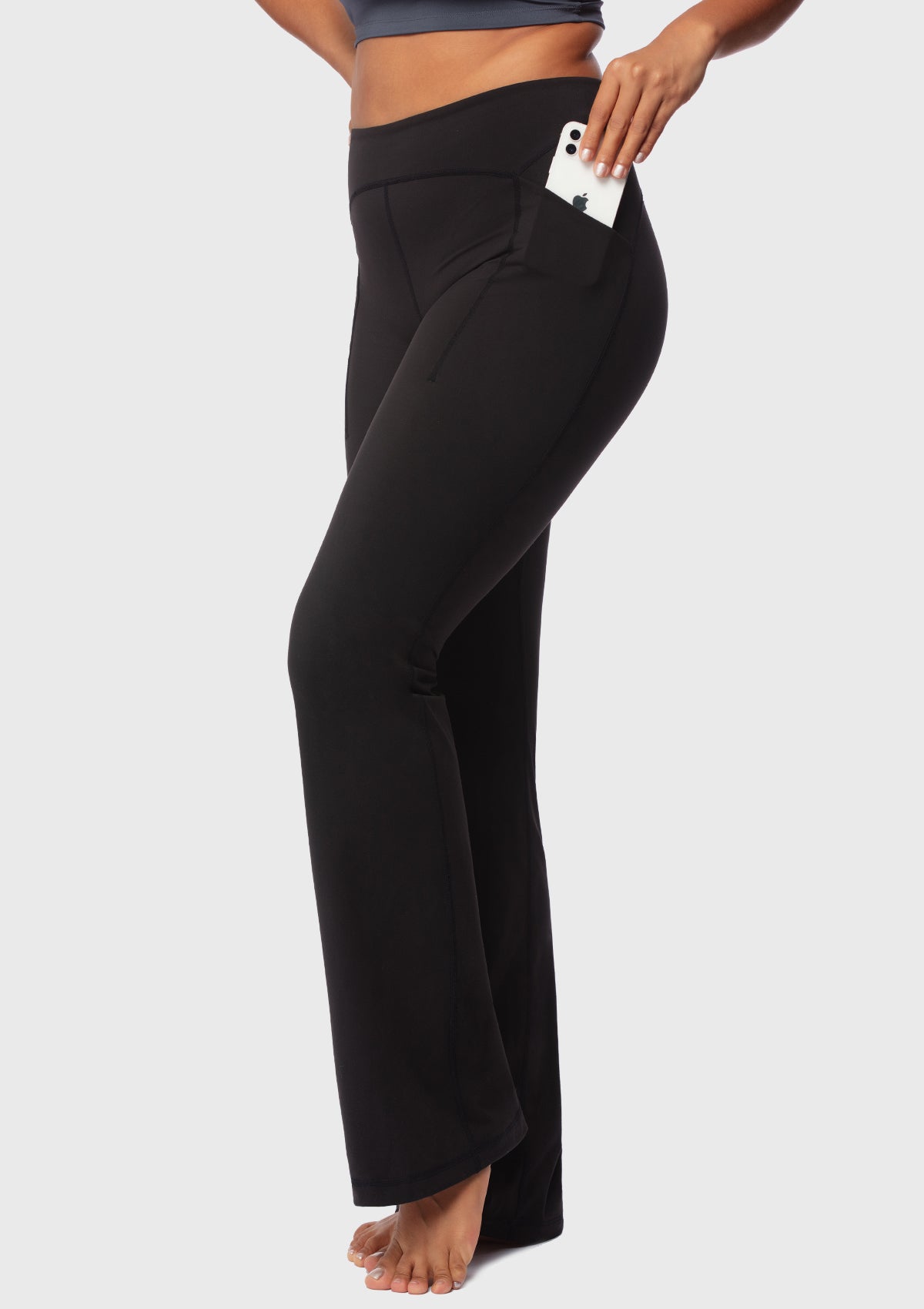 LEAPX High-Waisted Stretch Bootcut Yoga Pants Workout Leggings With Pockets - HSIA