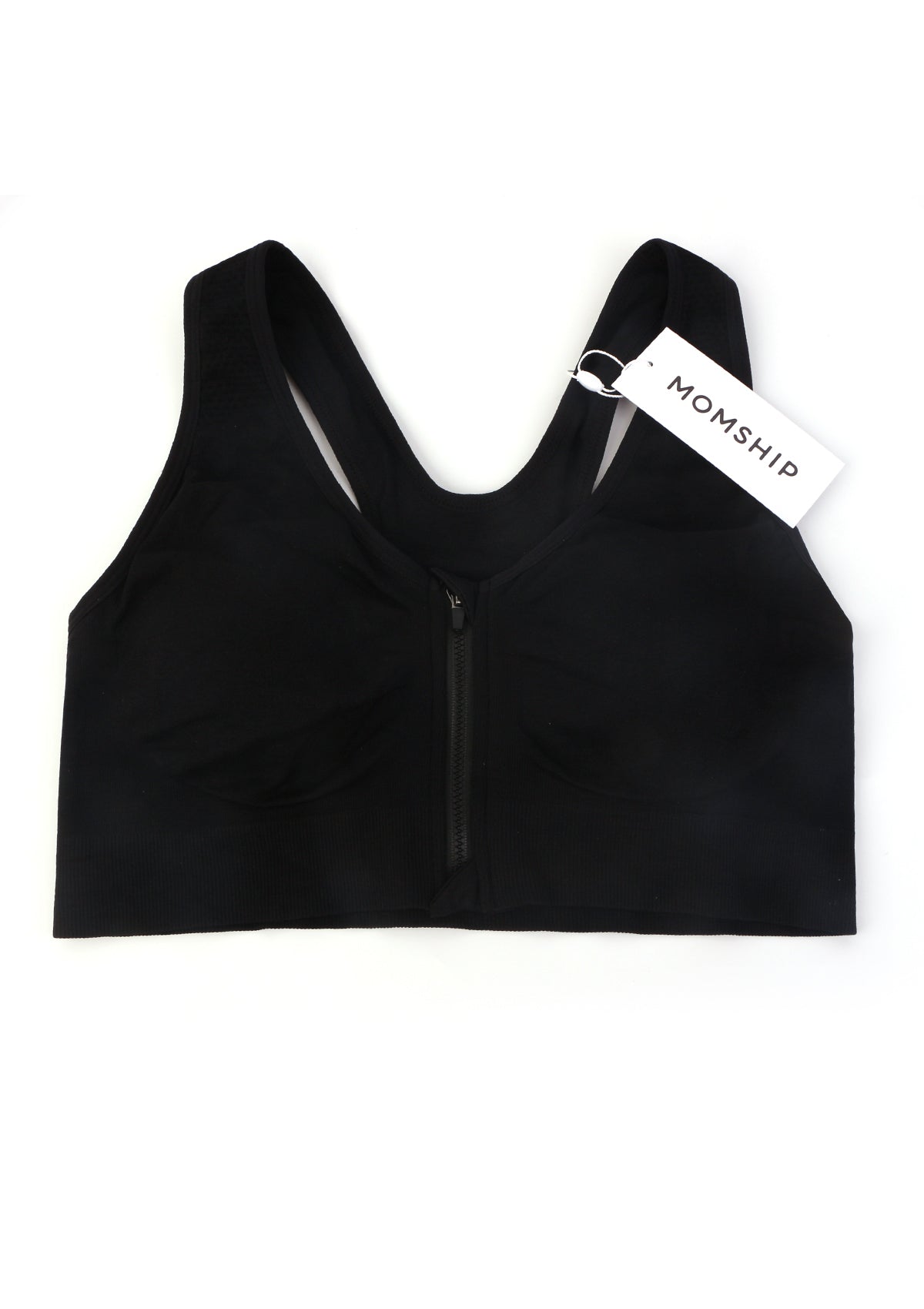 MOMSHIP Front Zip Medium-Impact Sports Bra - HSIA