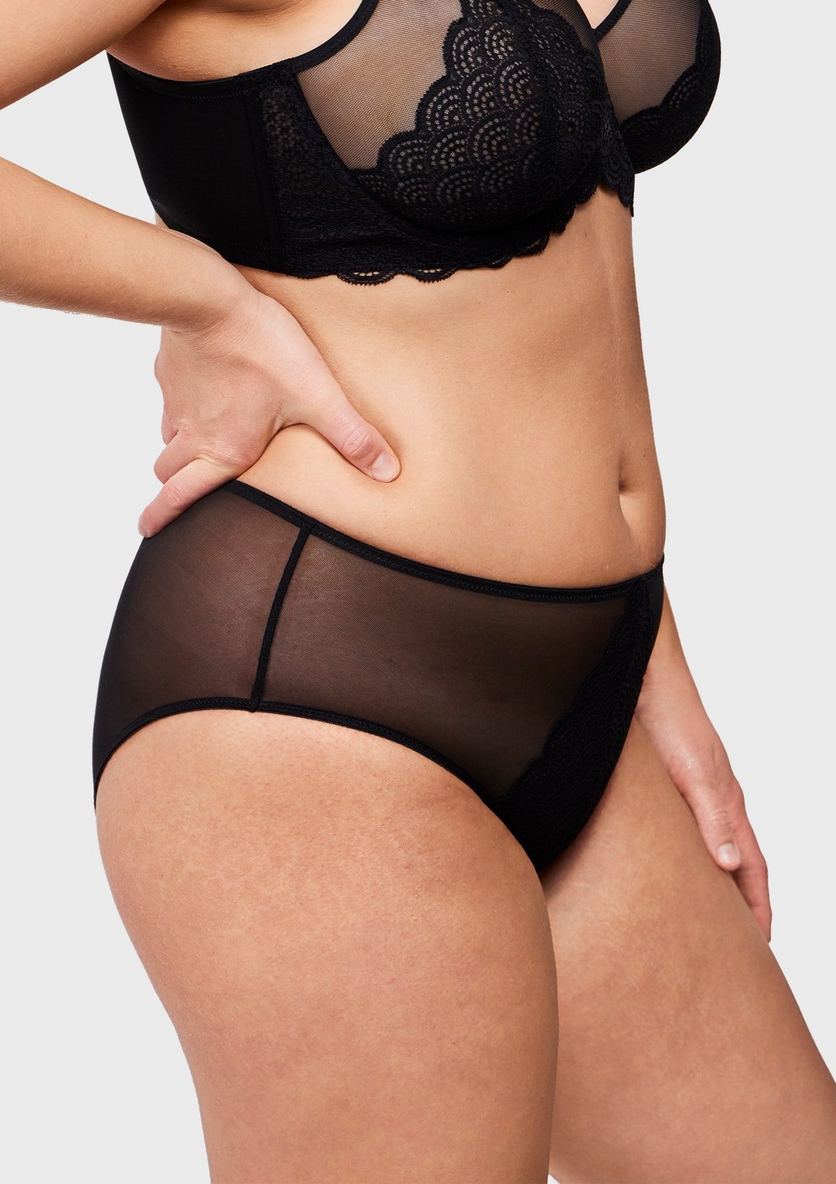 Songful Mermaid High-Rise Black Lace Brief Underwear - HSIA