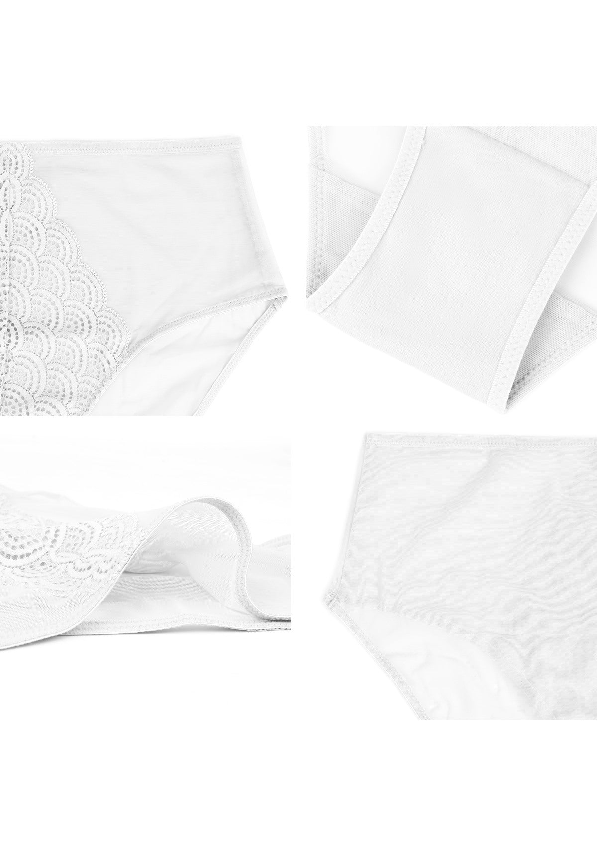 Mermaid High-Rise White Lace Brief Underwear - HSIA