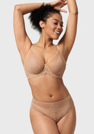 (Cardi B recommends)Mermaid Scales Lace Beige Unlined Underwire Bra - HSIA