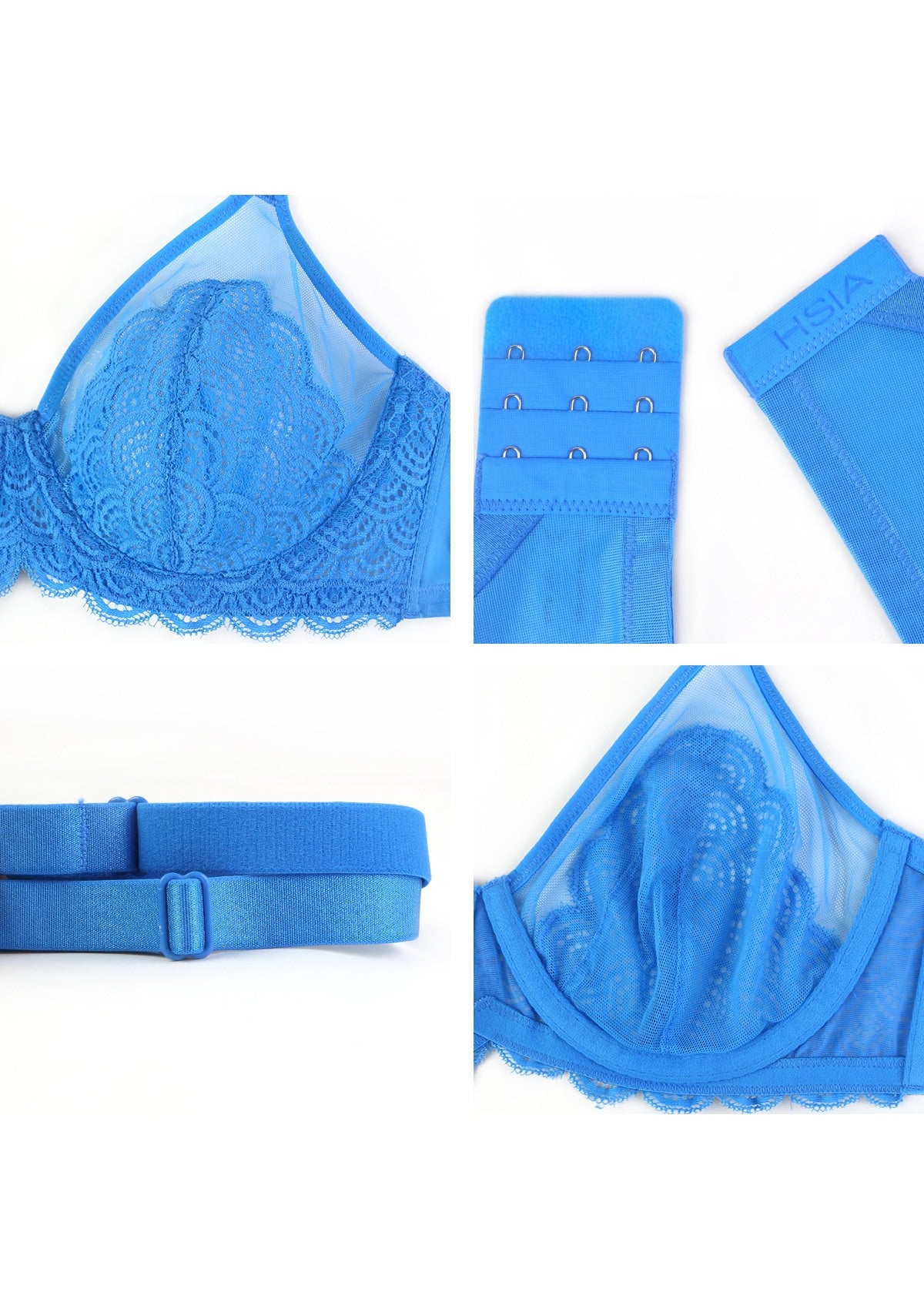 (Cardi B recommends)Mermaid Scales Lace Azure Sky Unlined Bra - HSIA