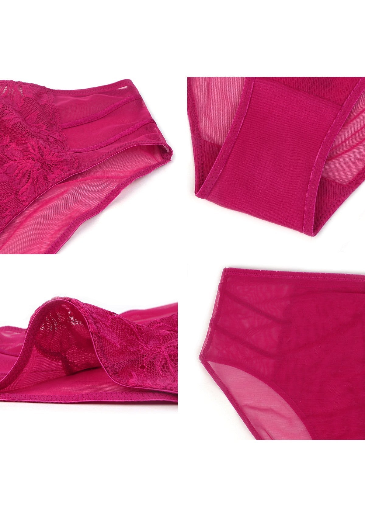 Pretty In Petals Red High-Rise Lace Brief Underwear - HSIA