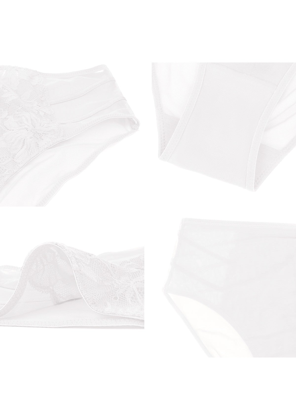 Pretty In Petals White High-Rise Lace Brief Underwear - HSIA