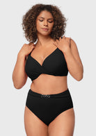 Ruched Crisscross Front Underwire Swim Bikini Set - HSIA