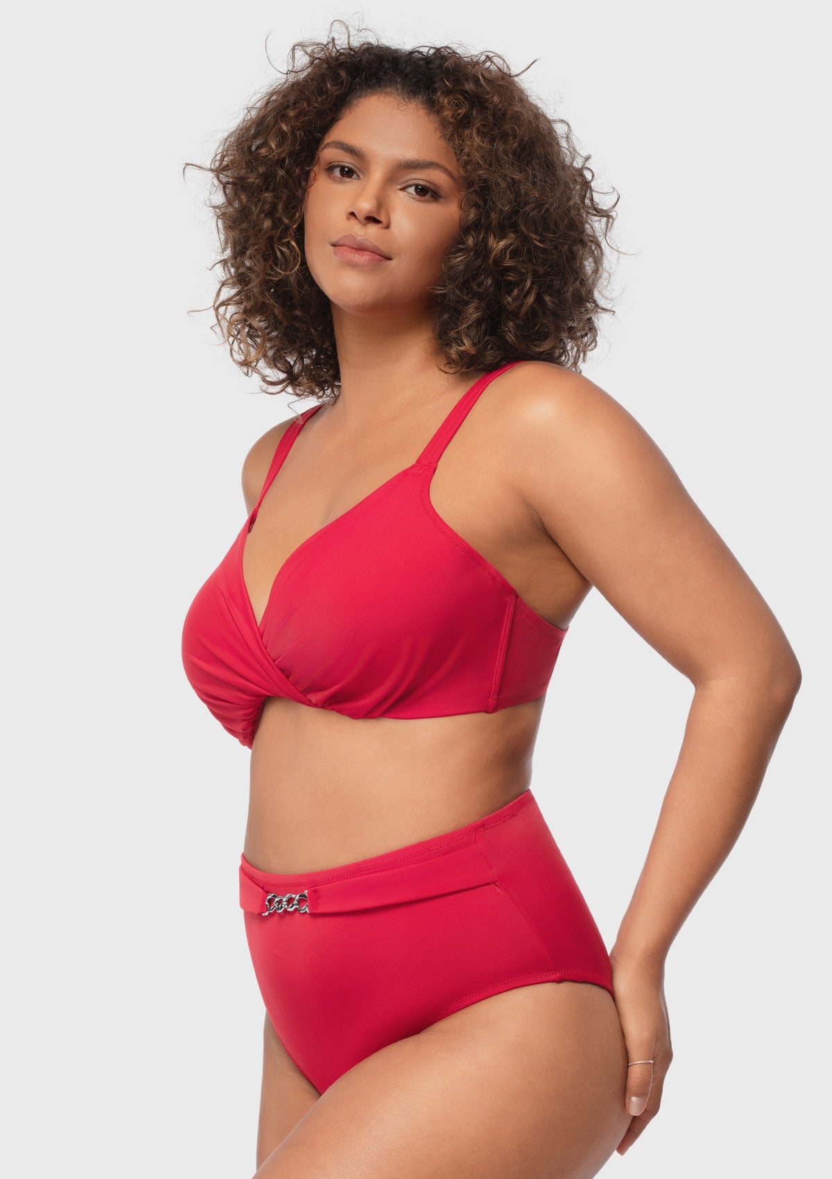 Ruched Crisscross Front Underwire Swim Bikini Set - HSIA