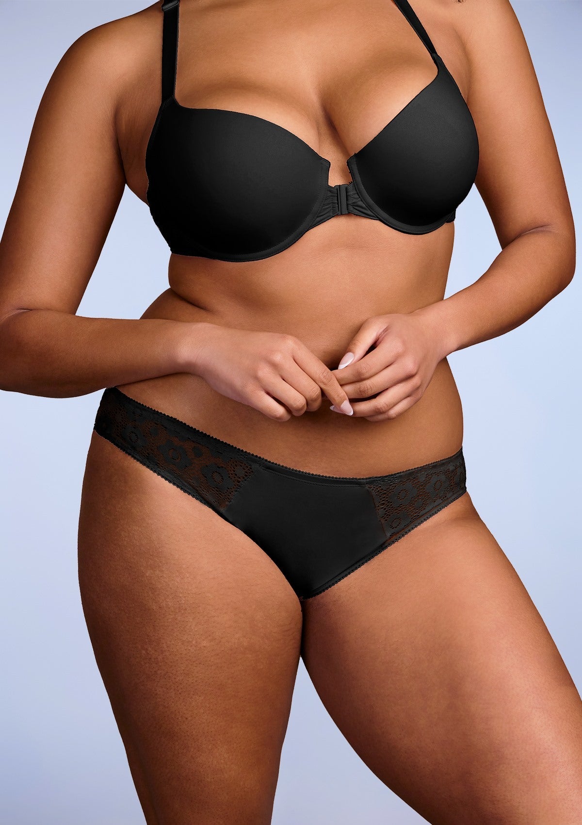 Serena Comfort Black Lace Trim Bikini Underwear - HSIA