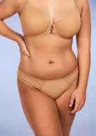 Serena Comfort Nude Lace Trim Bikini Underwear - HSIA