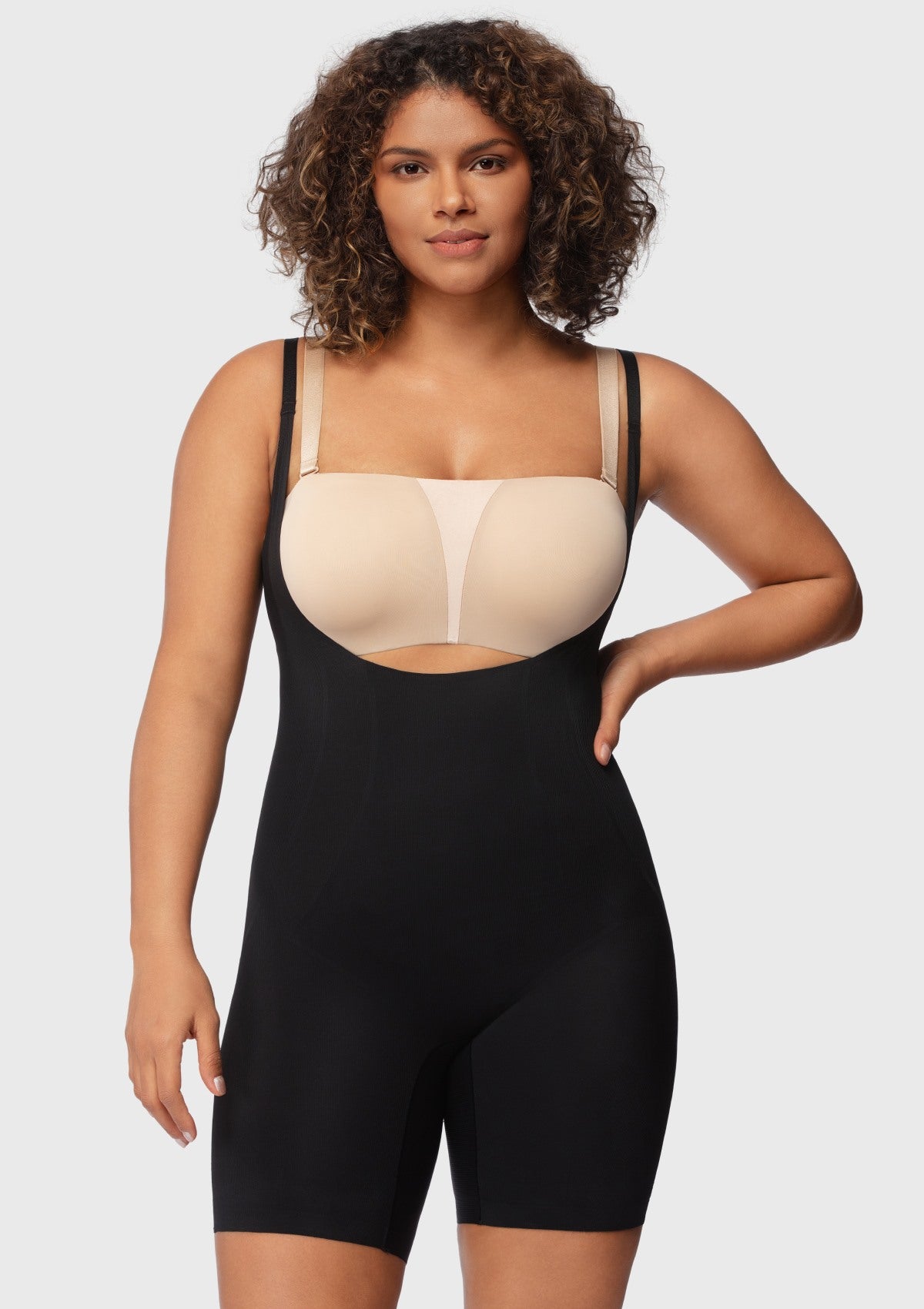 Songful Seamless Mid-Thigh Bodysuit Tummy Control Shapewear Sculpting Body Shaper - HSIA