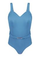 V-Neck Chain Trim One-Piece Swimwear - HSIA