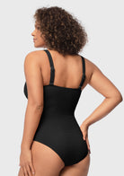 V-wire Plunge Textured One-piece Cutout Swimsuit - HSIA