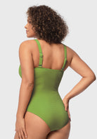 V-wire Plunge Textured One-piece Cutout Swimsuit - HSIA