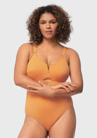 V-wire Plunge Textured One-piece Cutout Swimsuit - HSIA